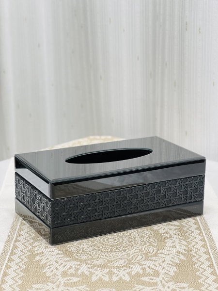 علبة محارم زجاج أسود