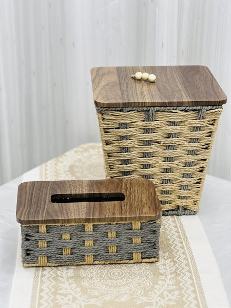طقم سلة ومحارم قش