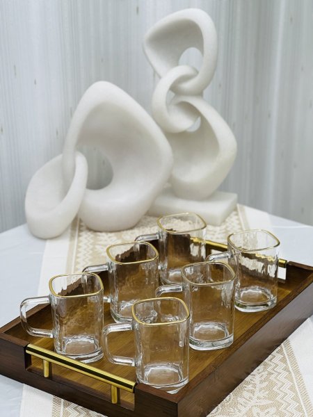 طقم كاسات شاي كرستال