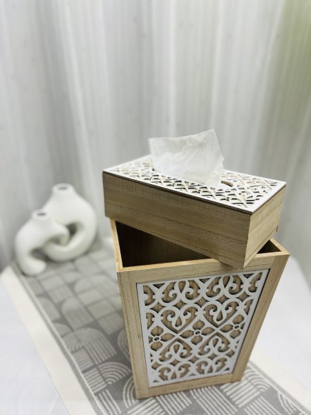 طقم سلة ومحارم خشب