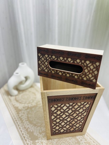 طقم سلة ومحارم خشب
