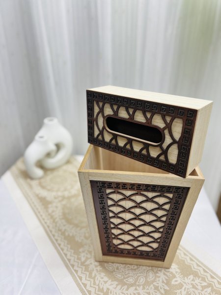 طقم سلة ومحارم خشب