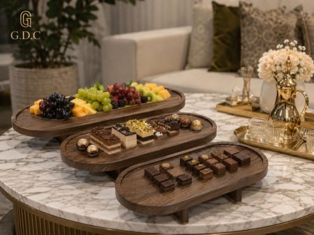طقم ستاندات خشب بيضاوي
