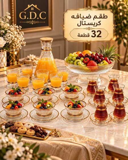 طقم ضيافة كرستال فاخر - 32 قطعة